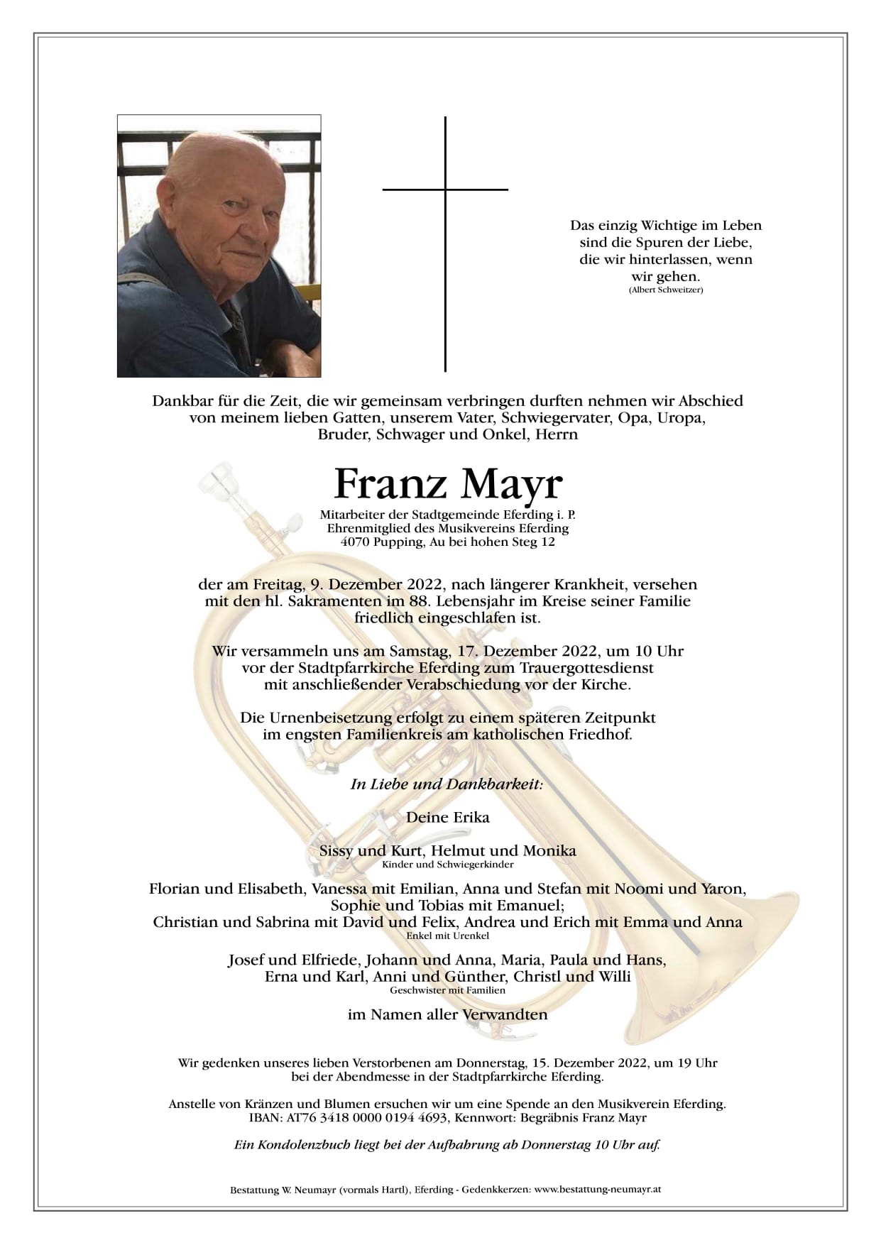 May R Begräbnis Franz Mayr - Musikverein Eferding